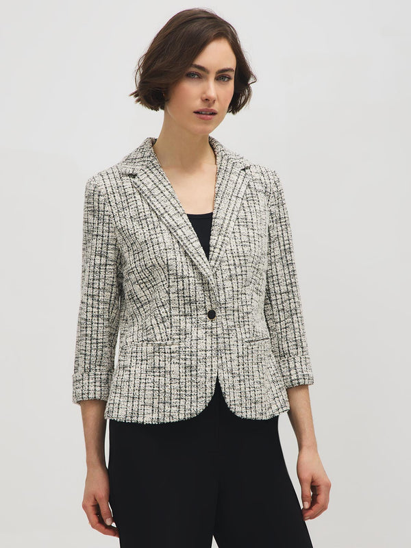 Blazer bouclé à revers aux manches
