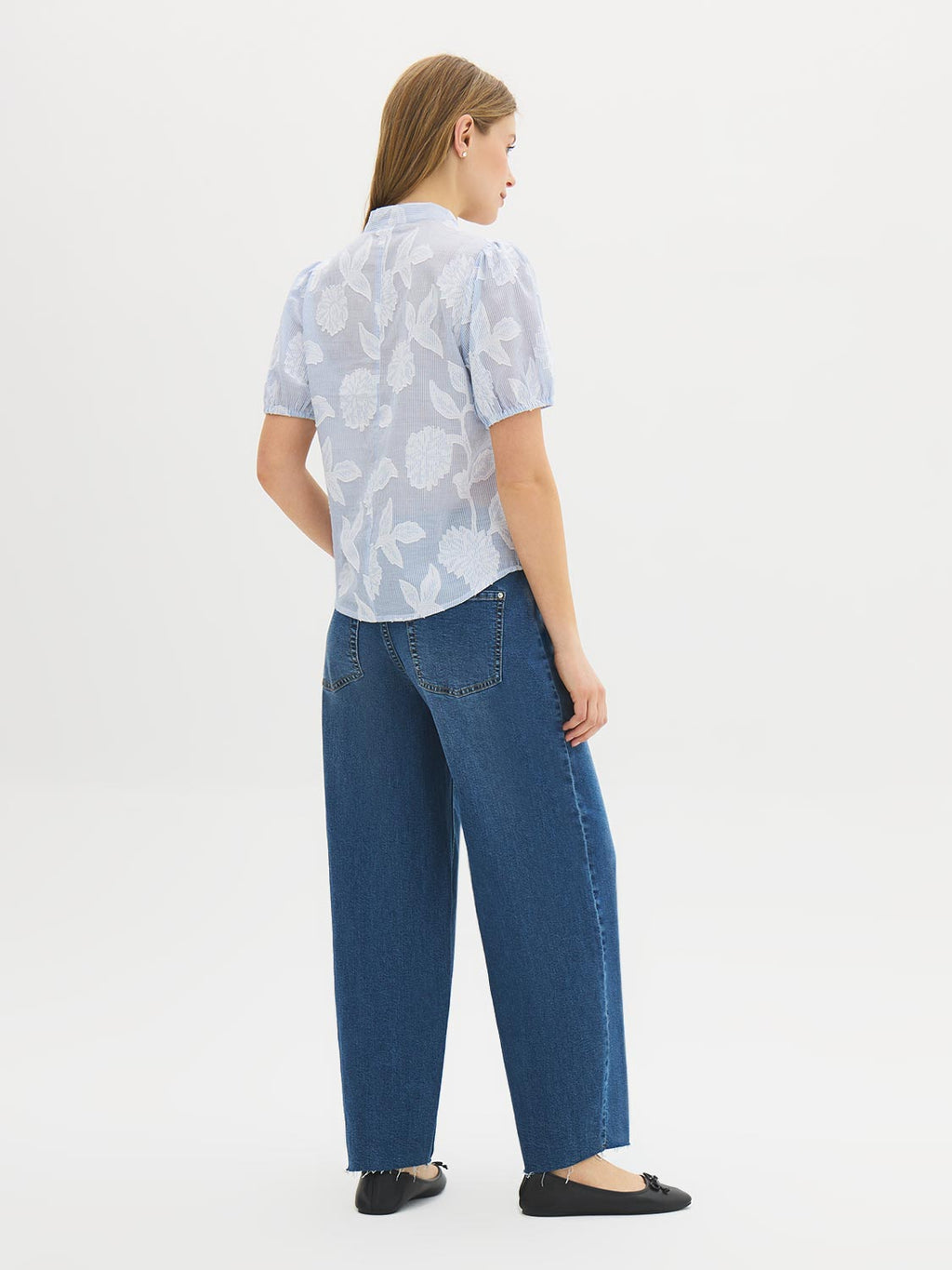 Chemisier fleuri floqué en coton