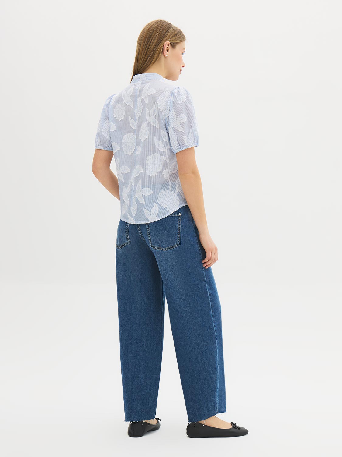 Chemisier fleuri floqué en coton