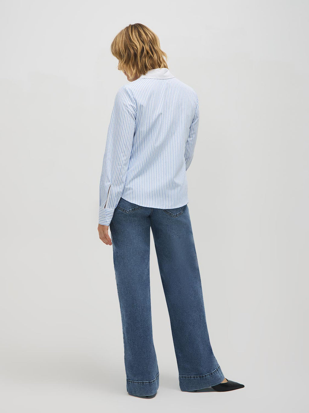 Chemisier rayé en mélange de coton clouté