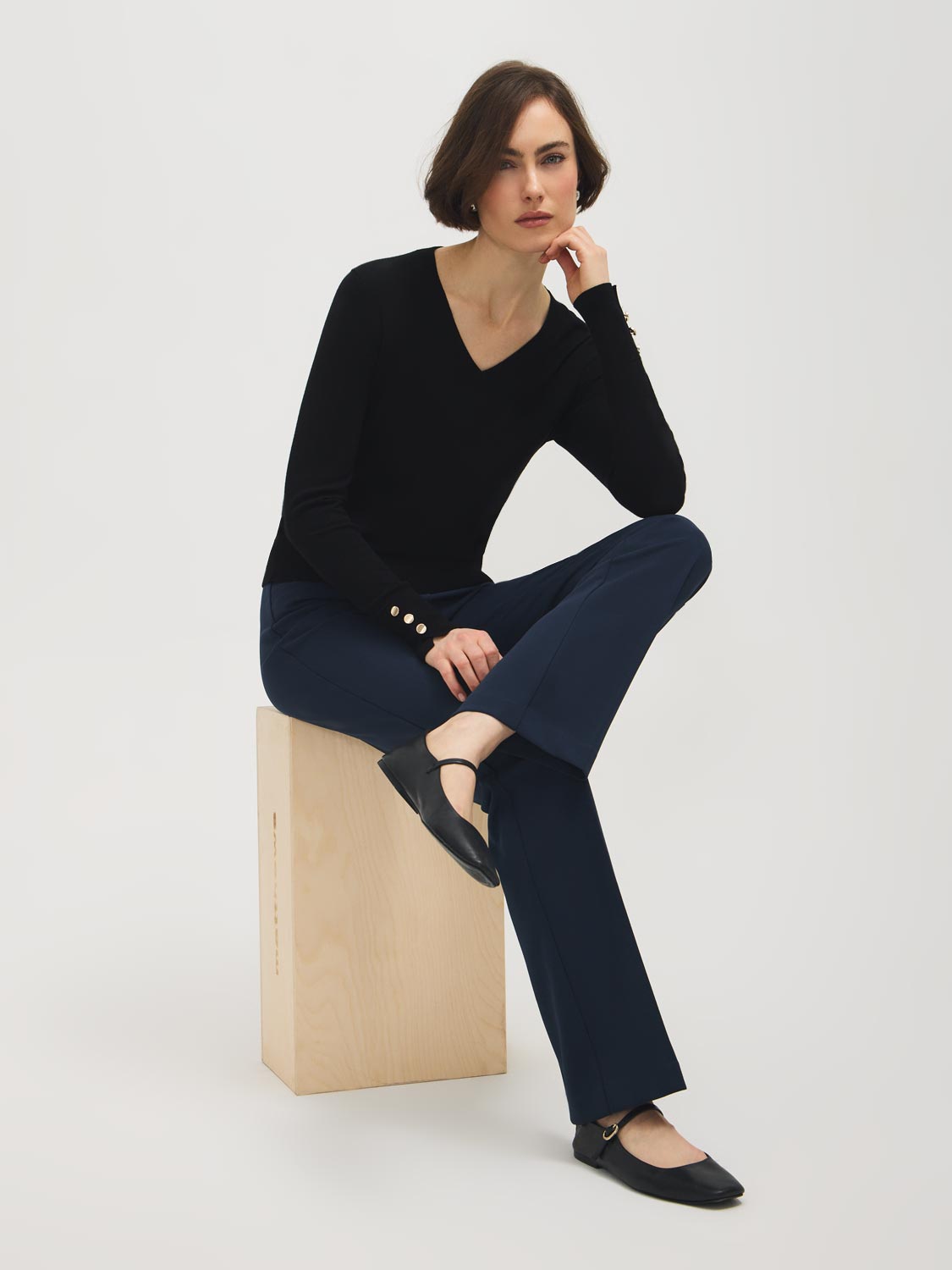 Pantalon en crêpe coupe droite