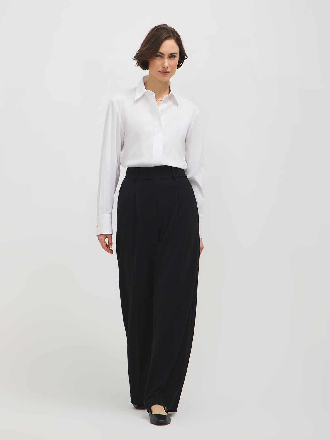 Pantalon plissé ample en crêpe