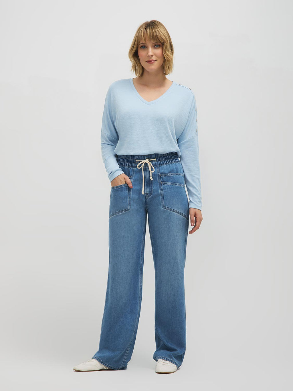 Jean ample taille élastiquée