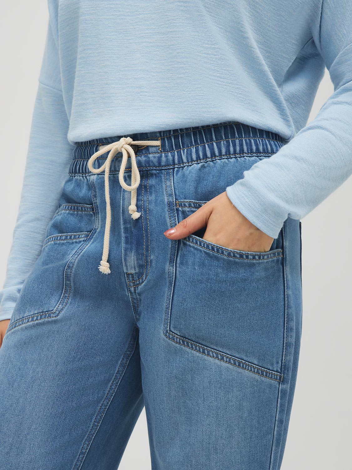 Jean ample taille élastiquée