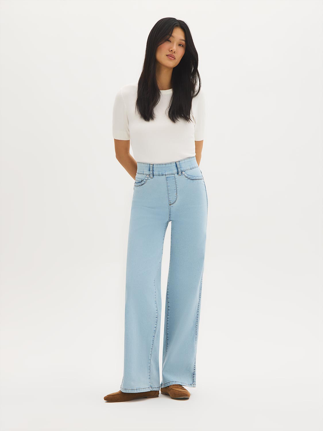 Jeans larges en mélange de coton