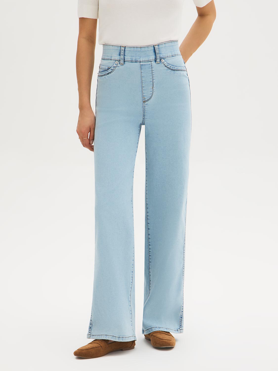 Jeans larges en mélange de coton