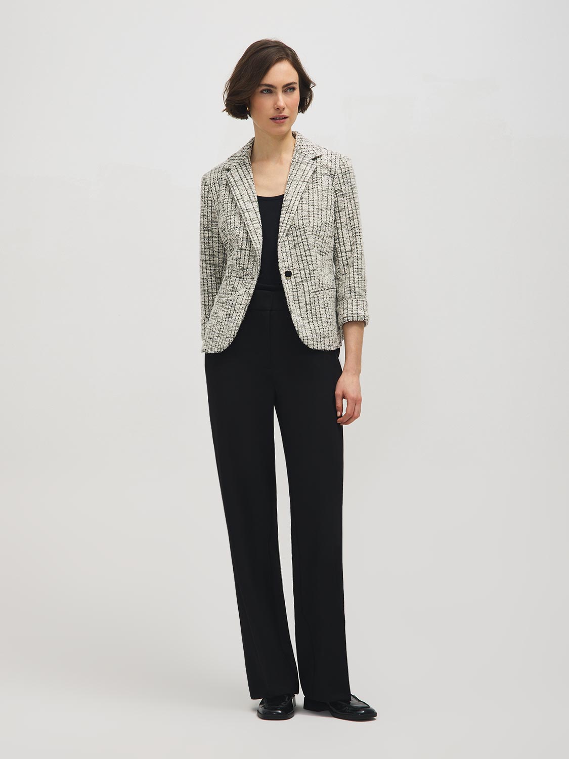 Blazer bouclé à revers aux manches
