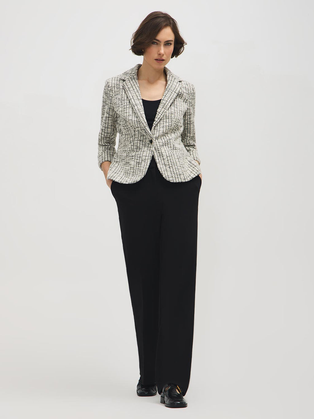 Blazer bouclé à revers aux manches