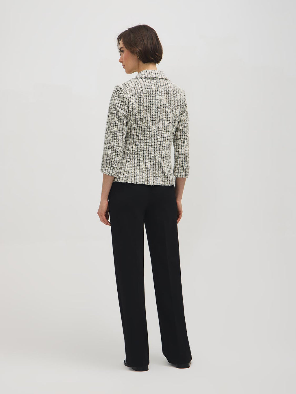 Blazer bouclé à revers aux manches