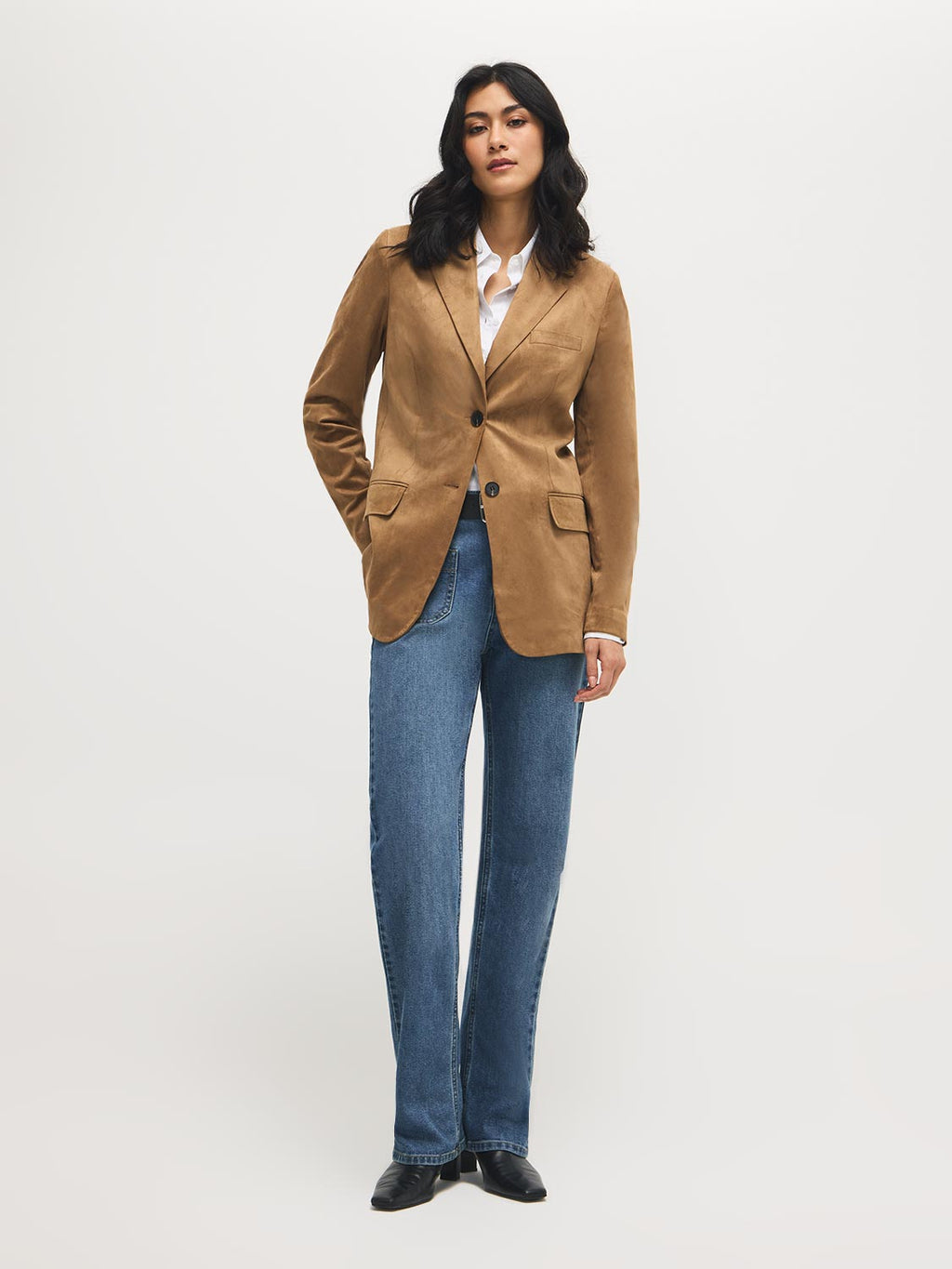 Blazer en similicuir suédé