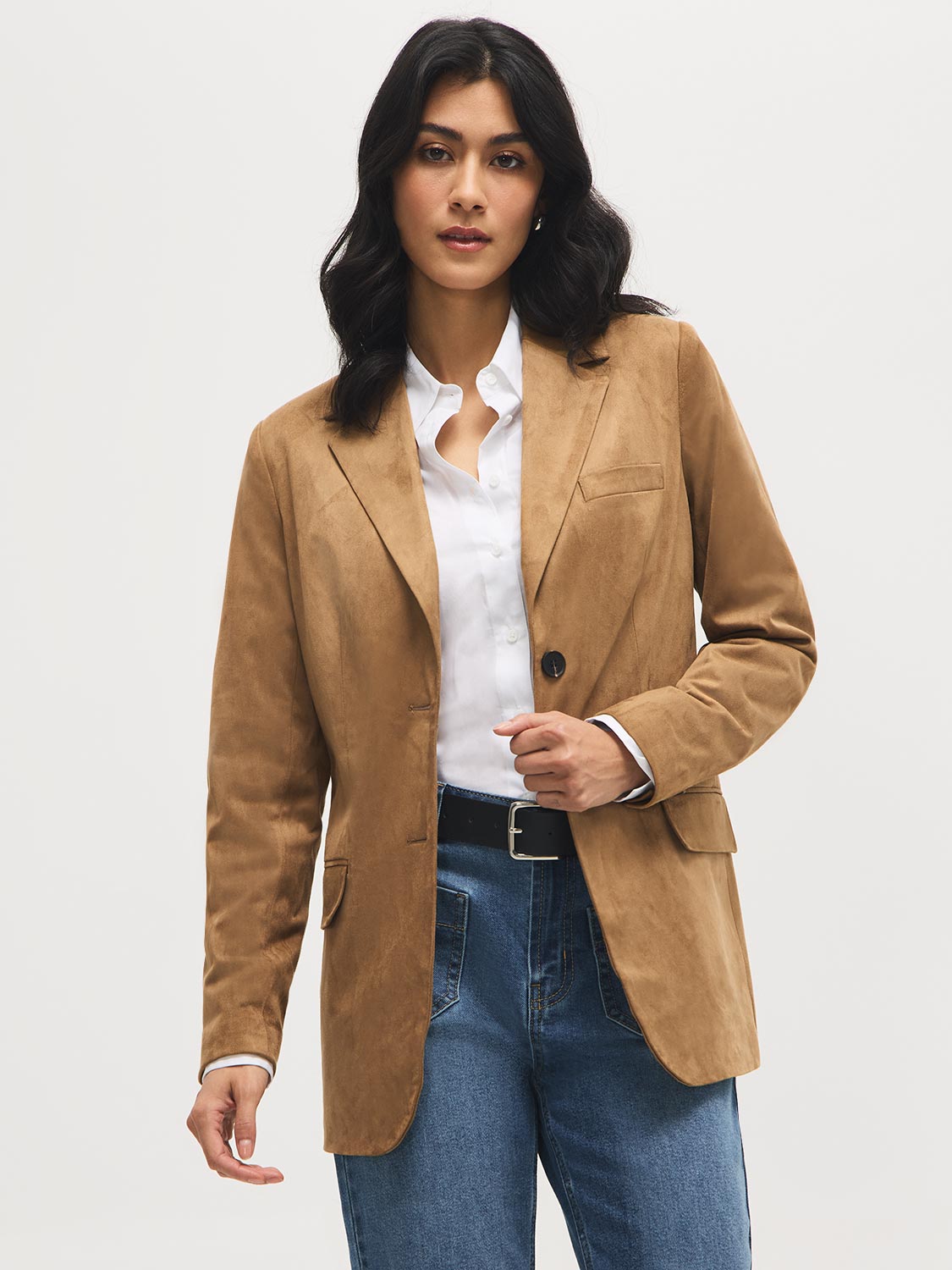Blazer en similicuir suédé
