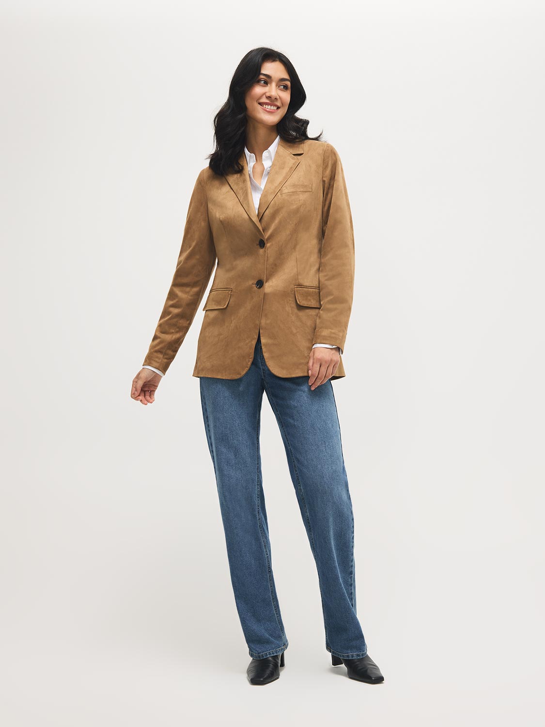Blazer en similicuir suédé