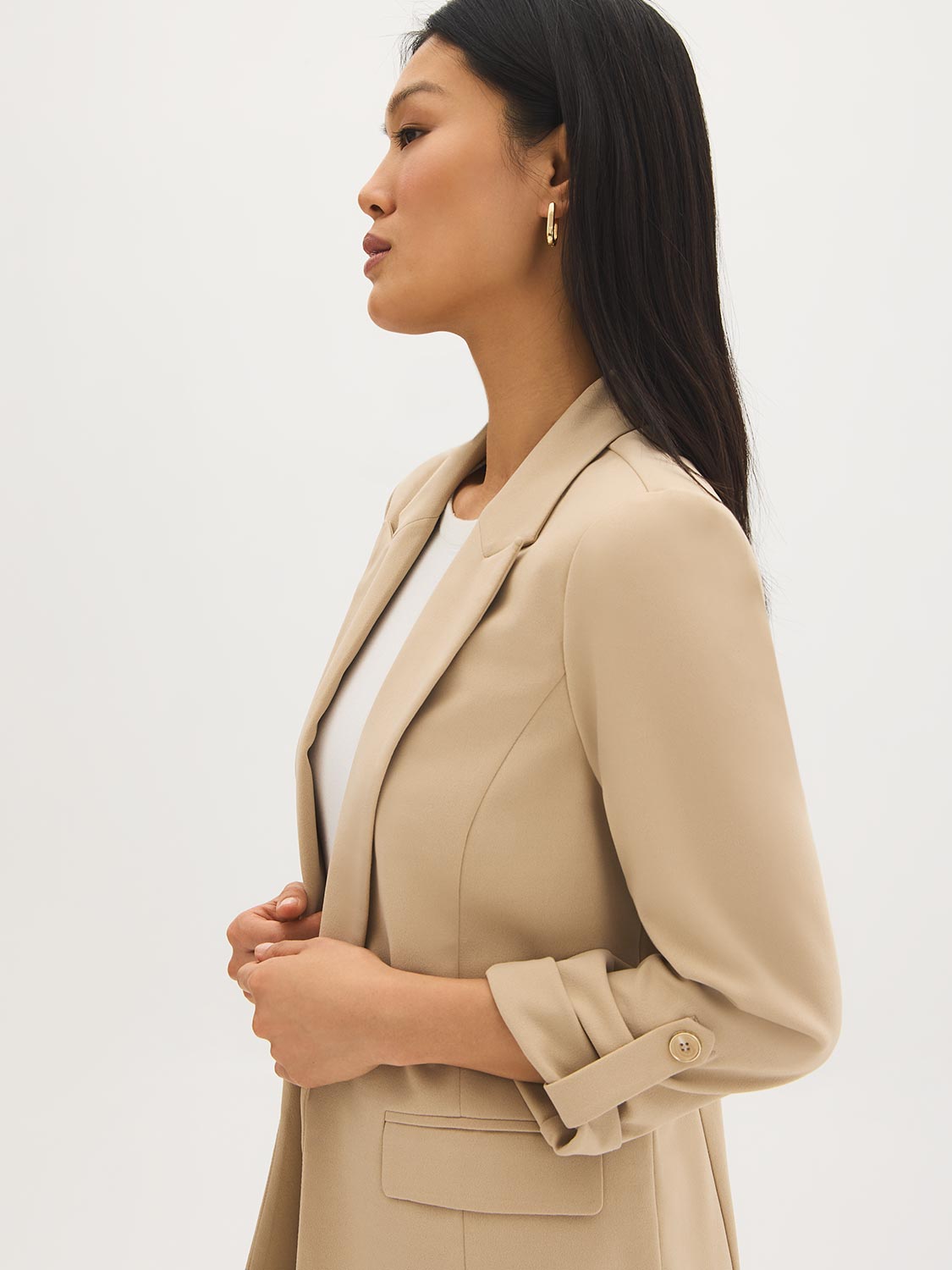 Blazer en Crêpe Ouvert sur le Devant