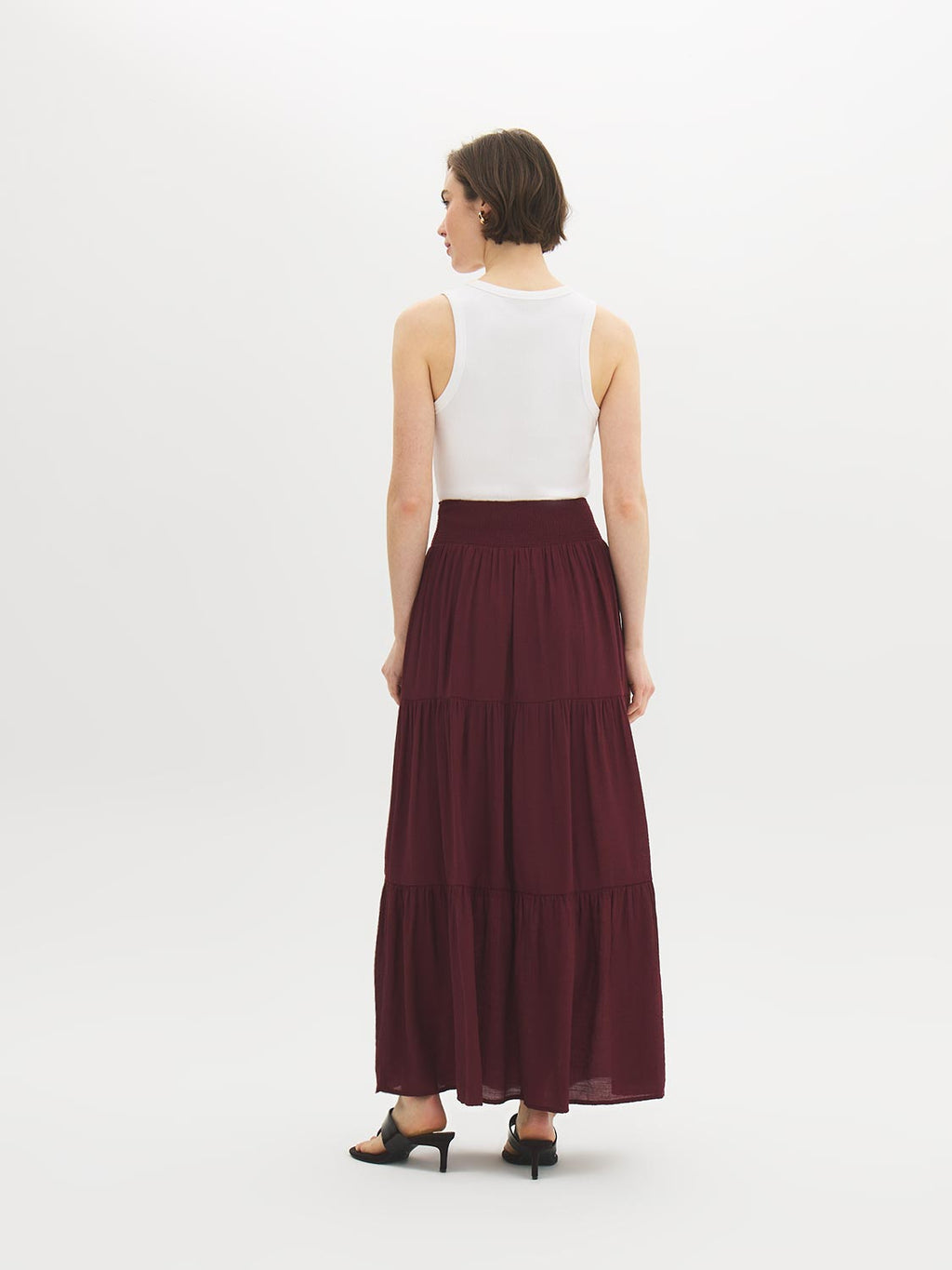 Jupe longue à smocks étagée