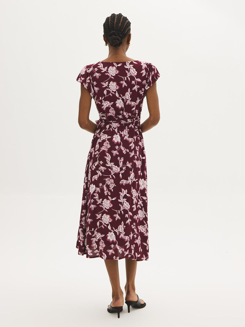 Robe midi boutonnée à imprimé floral