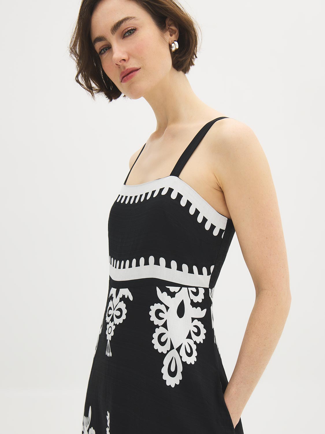 Robe longue étagée imprimée