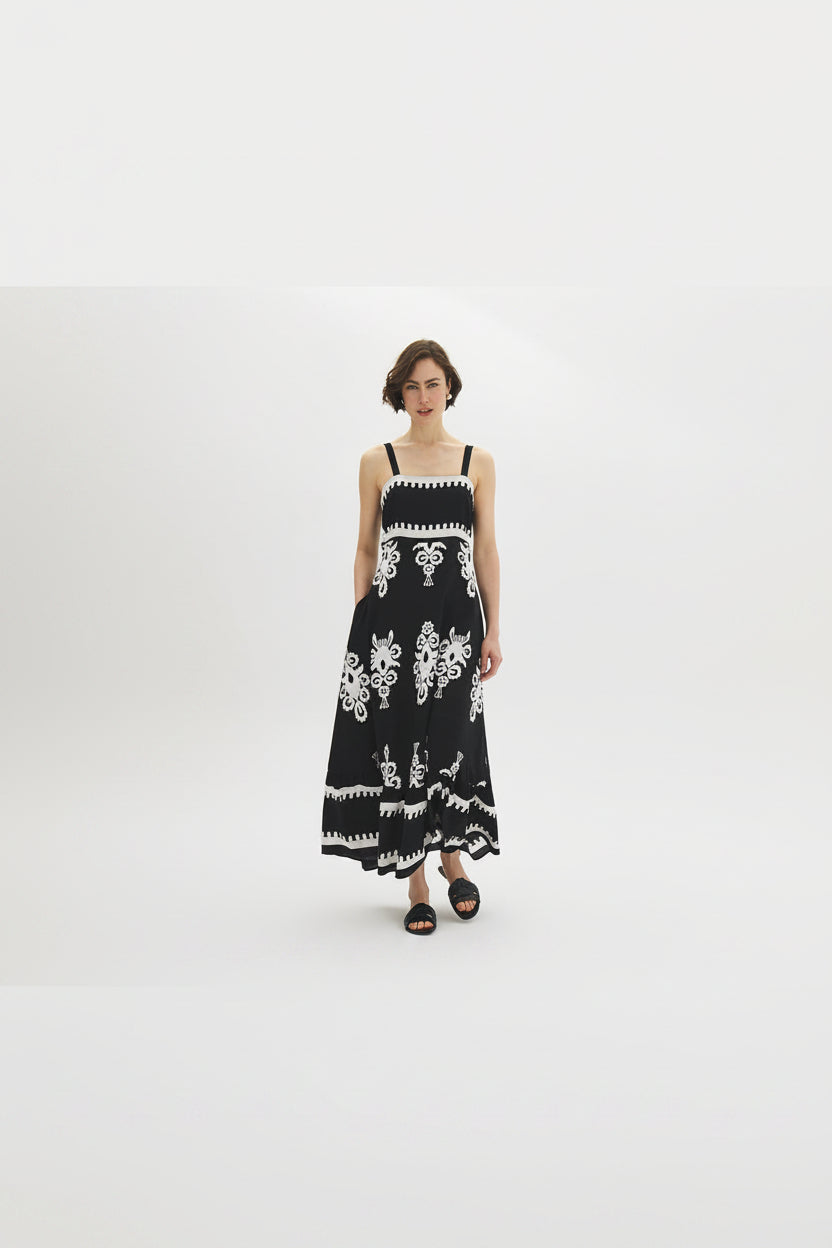 Robe longue étagée imprimée