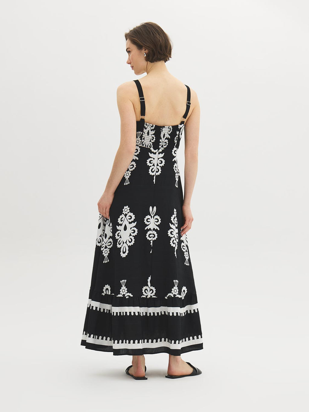 Robe longue étagée imprimée