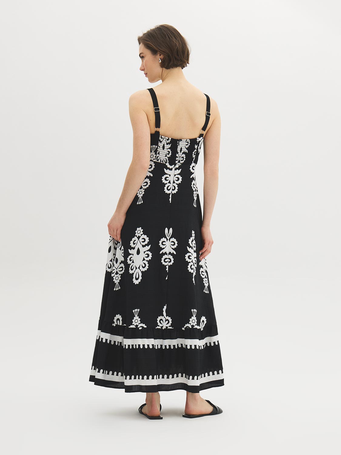 Robe longue étagée imprimée