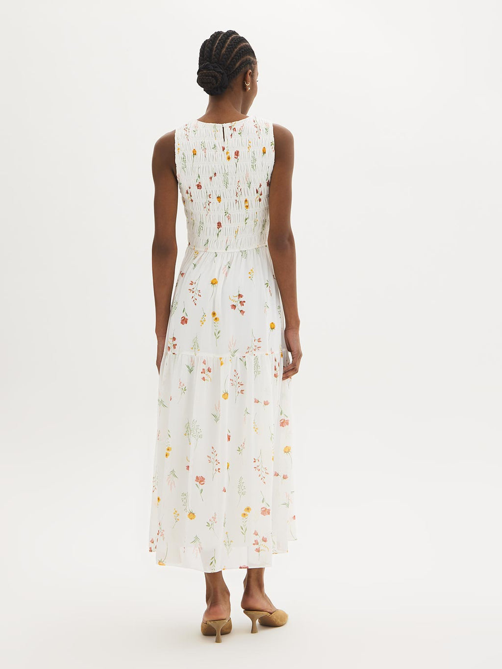 Robe midi smockée fleurie