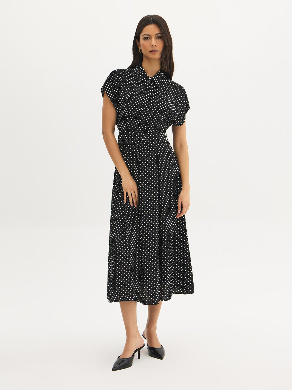 Robe Chemise Midi à Pois