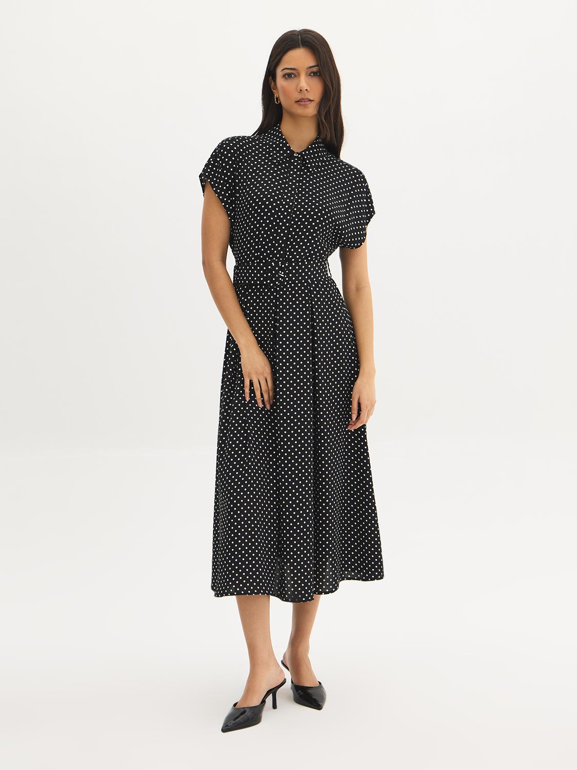 Robe Chemise Midi à Pois