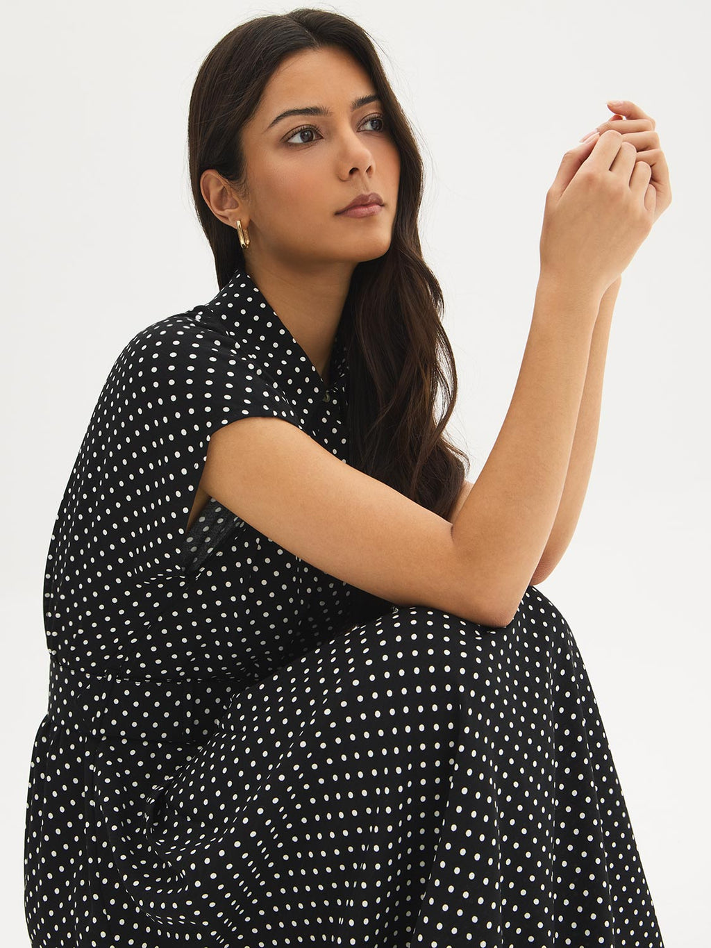 Robe Chemise Midi à Pois