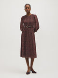 Robe midi en mousseline fleurie smockée