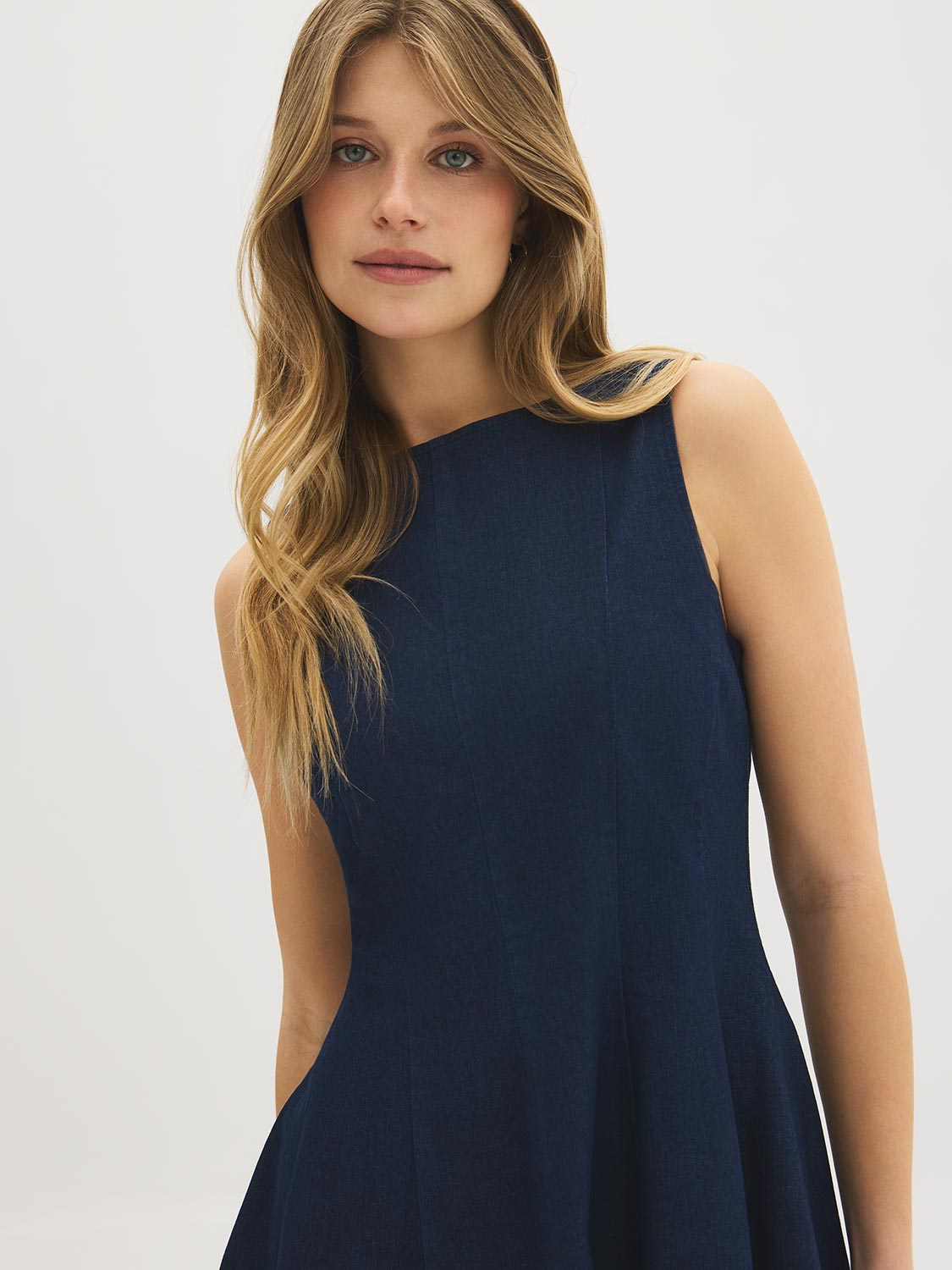 Robe en jean à empiècements en mélange de coton