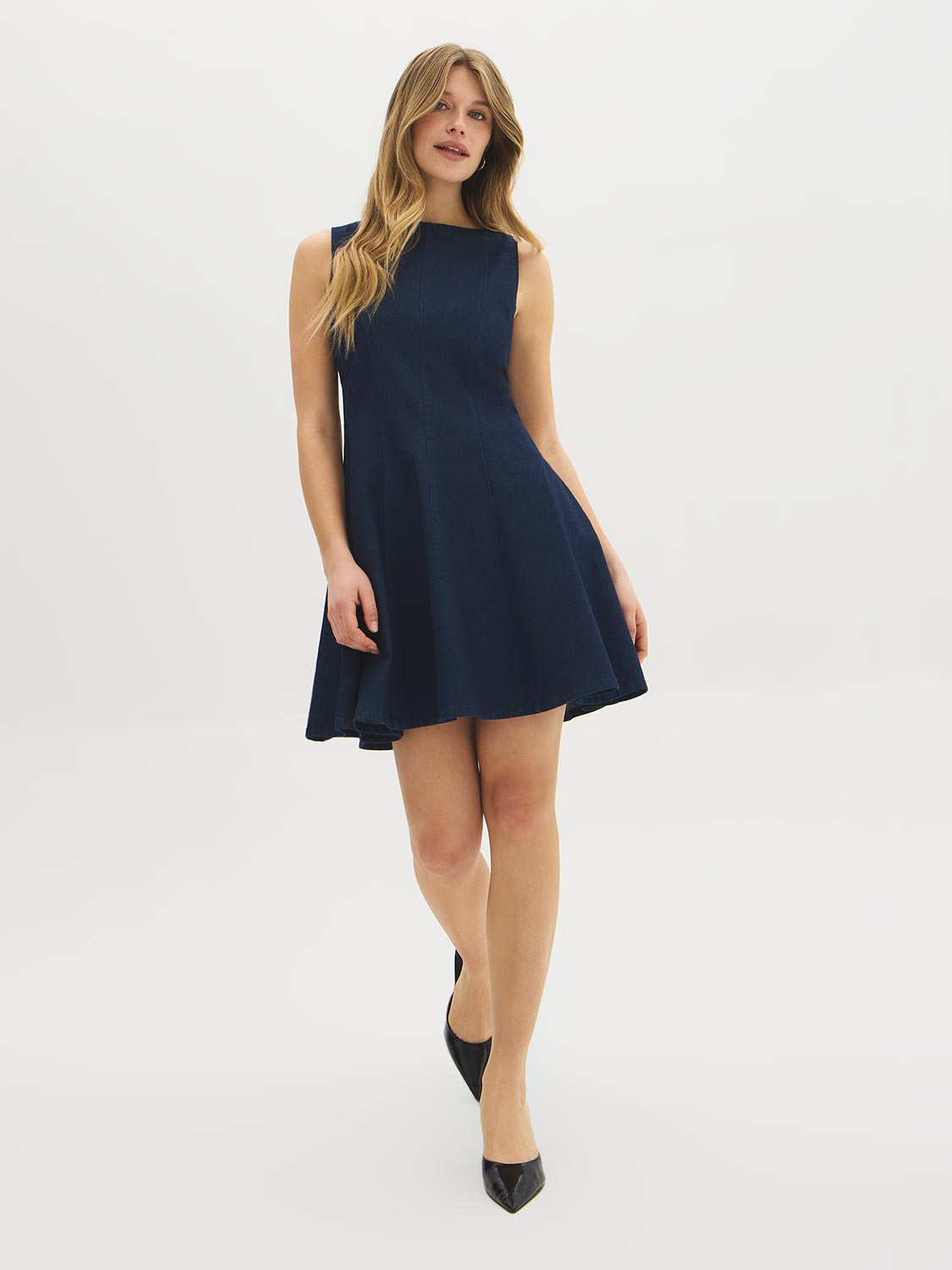 Robe en jean à empiècements en mélange de coton