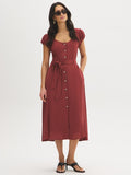 Robe midi texturée à nouer à la taille