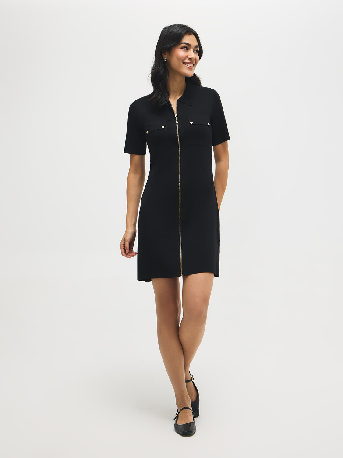 Mini robe pull zippée devant