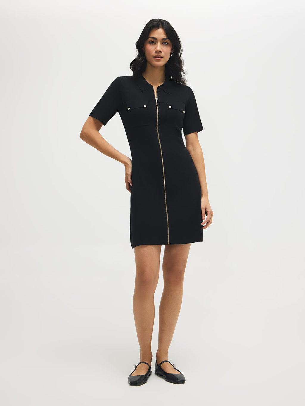 Mini robe pull zippée devant
