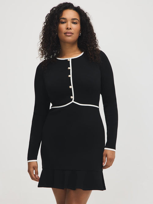 Robe pull courte à liseré contrastant