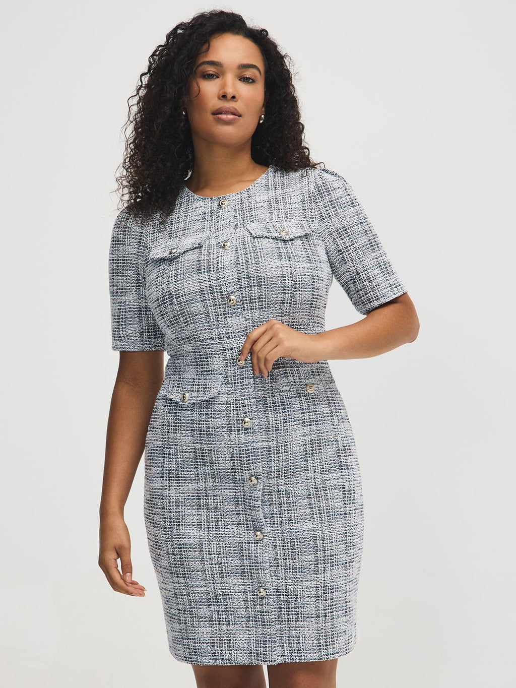 Robe Bouclé Boutonnée sur le Devant