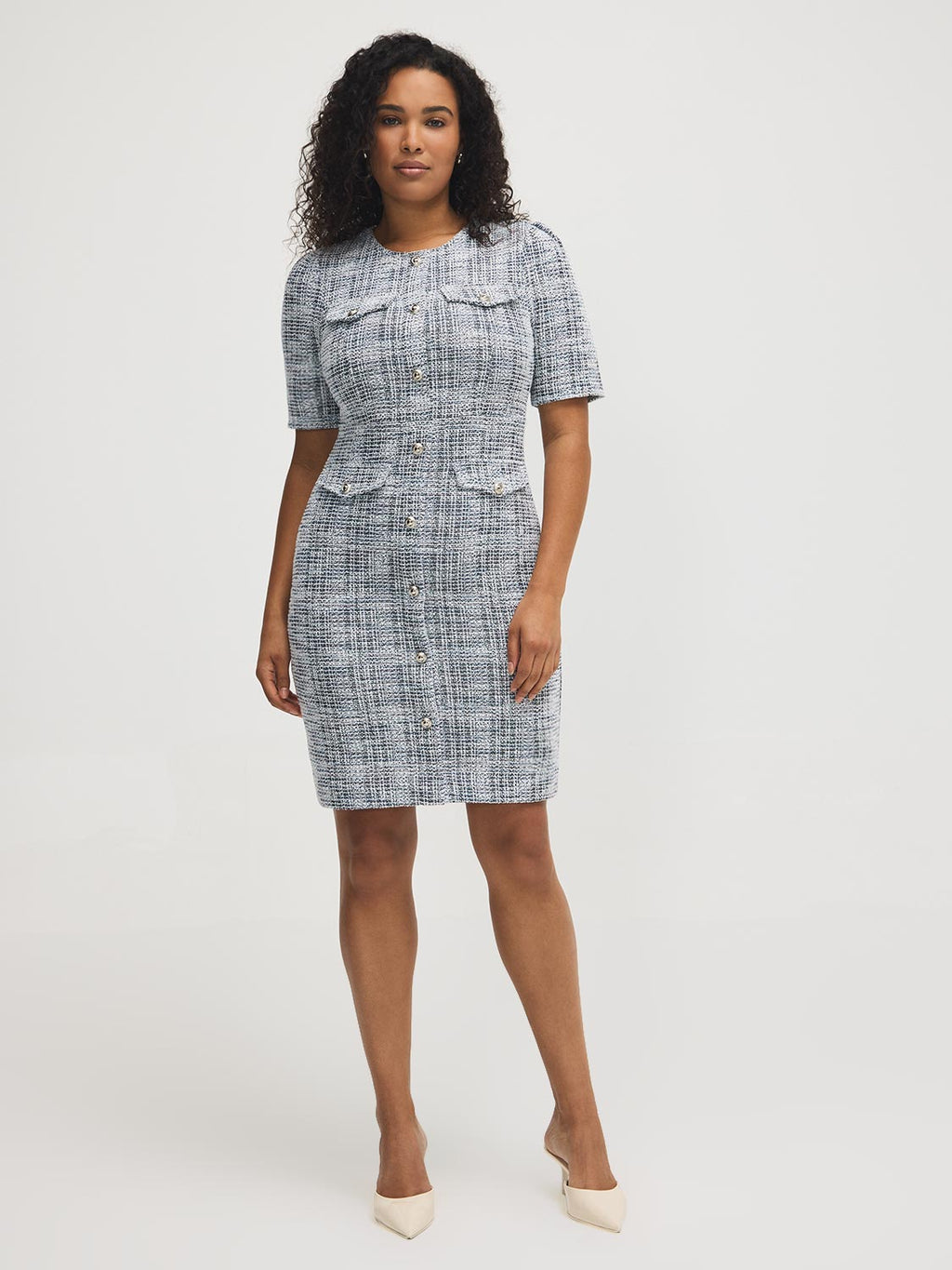 Robe Bouclé Boutonnée sur le Devant
