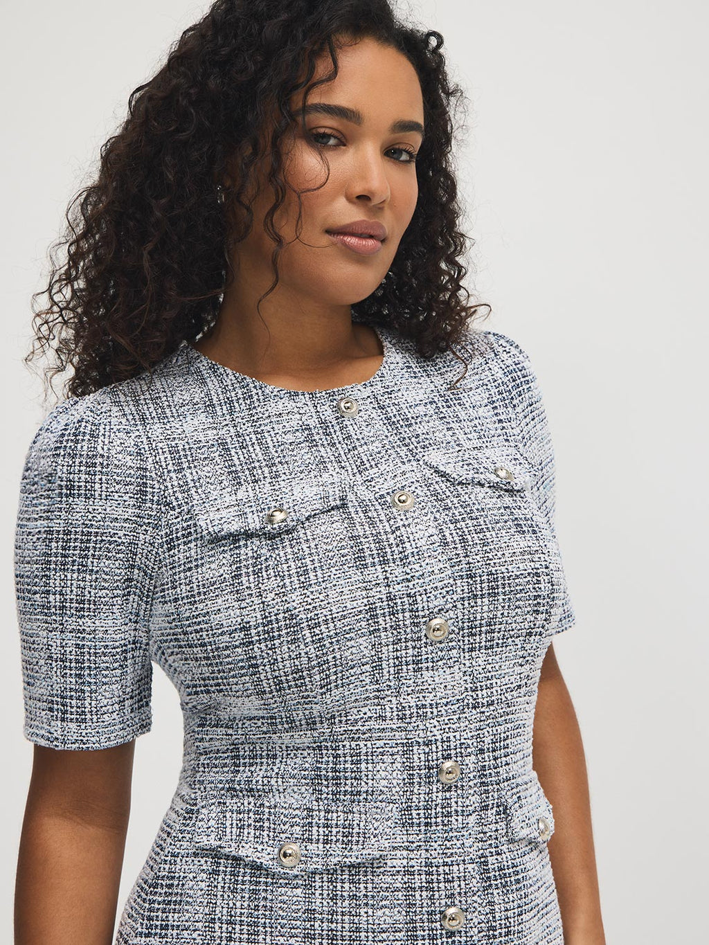 Robe Bouclé Boutonnée sur le Devant