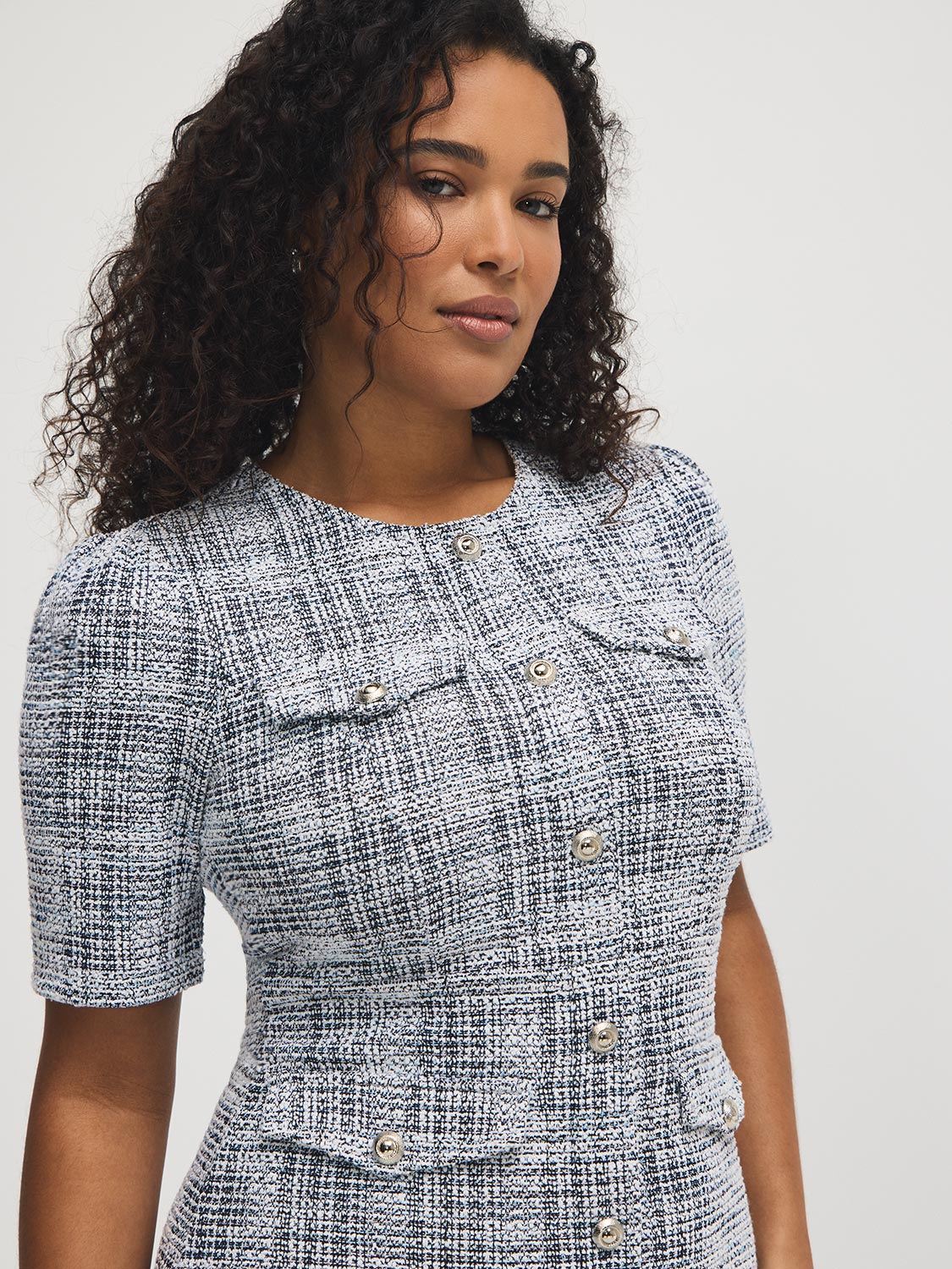 Robe Bouclé Boutonnée sur le Devant