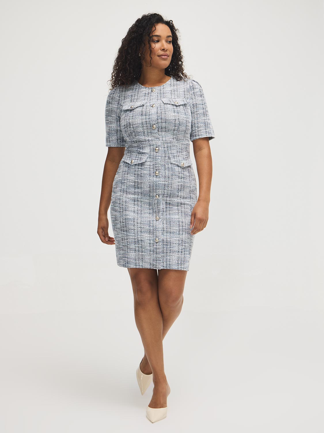Robe Bouclé Boutonnée sur le Devant