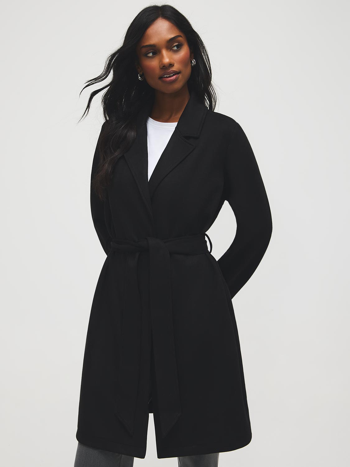 Manteau mi-long en faux daim