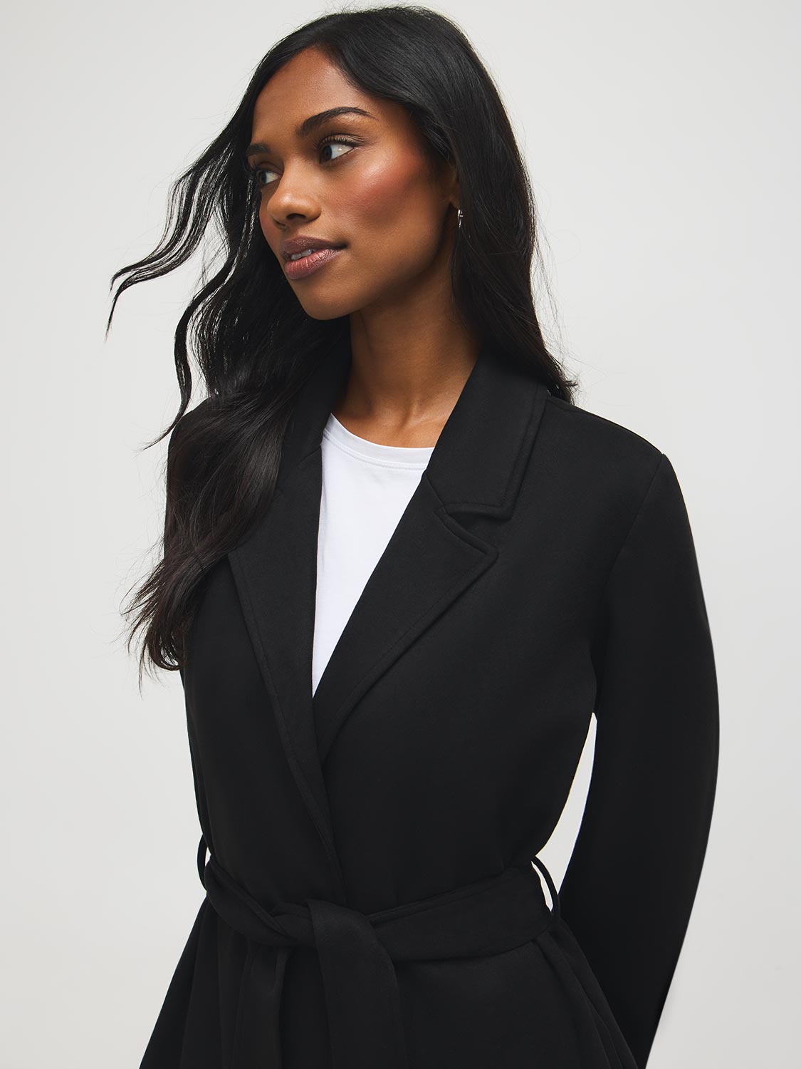 Manteau mi-long en faux daim