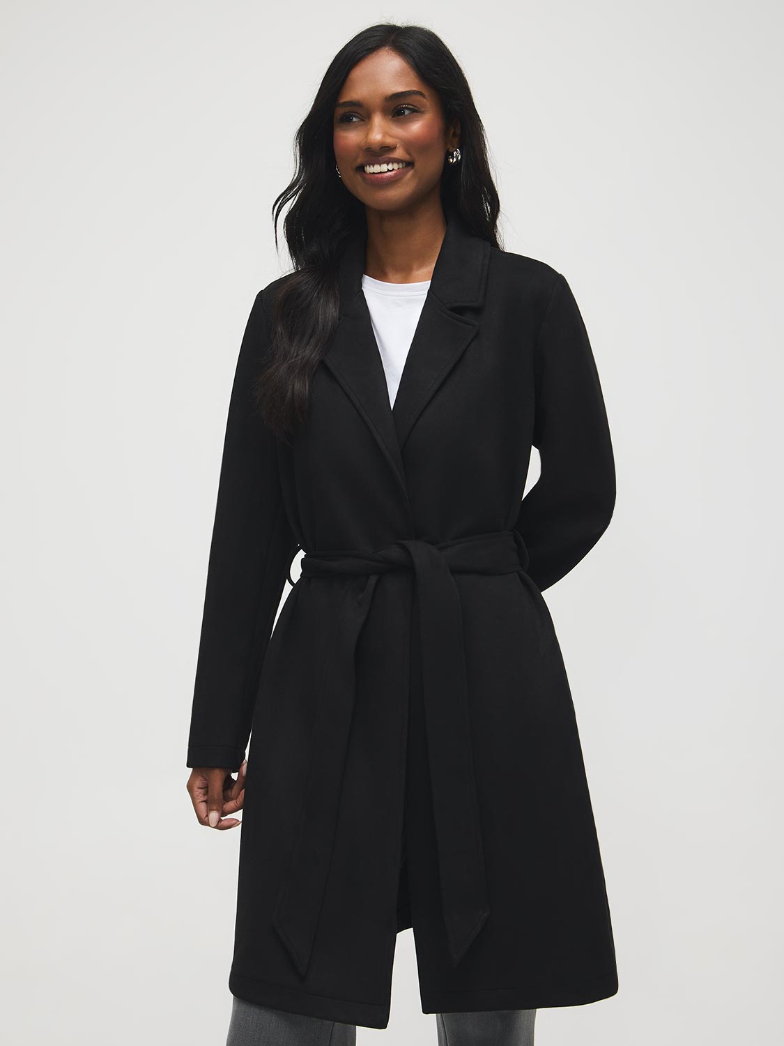 Manteau mi-long en faux daim
