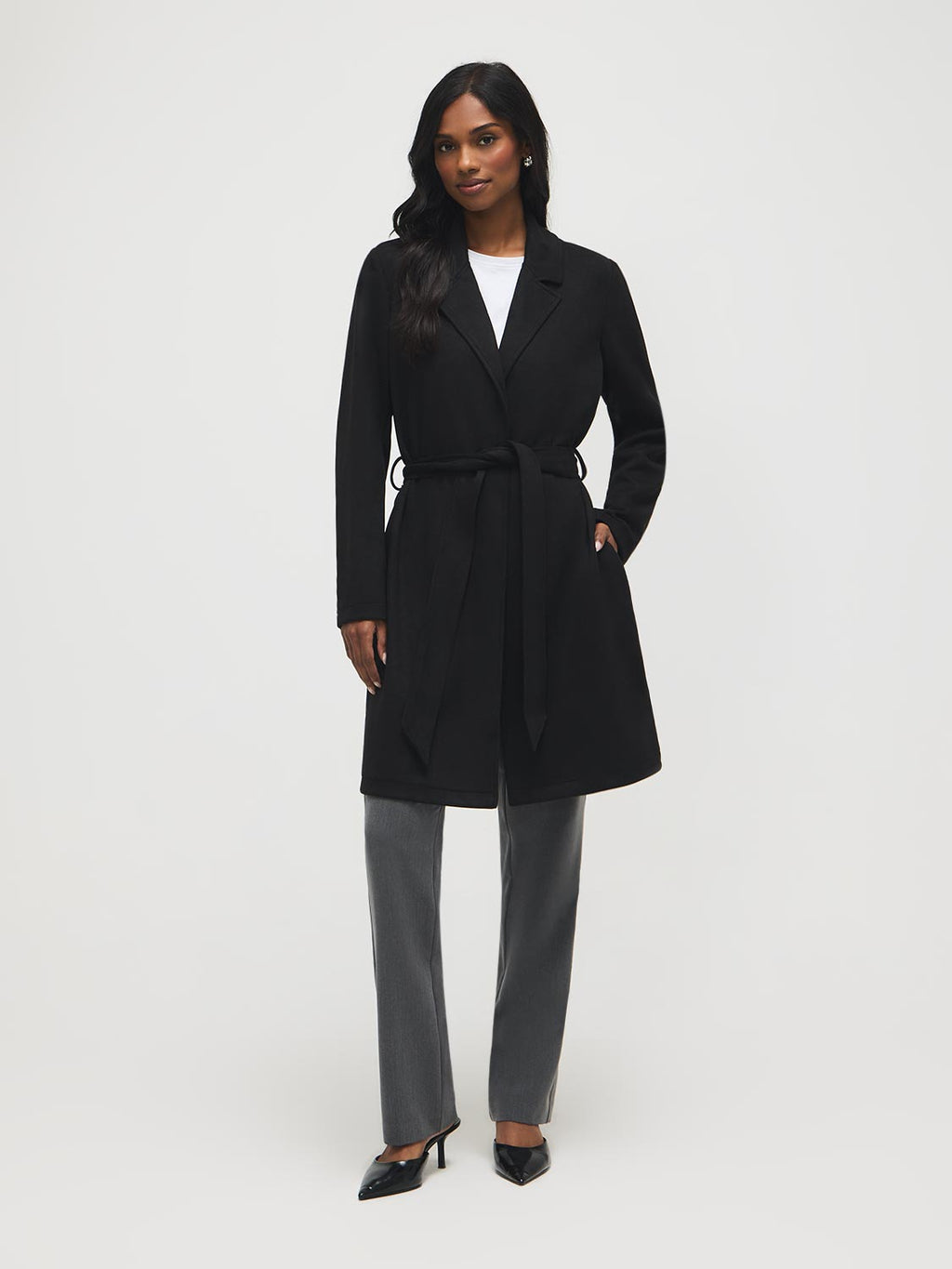 Manteau mi-long en faux daim