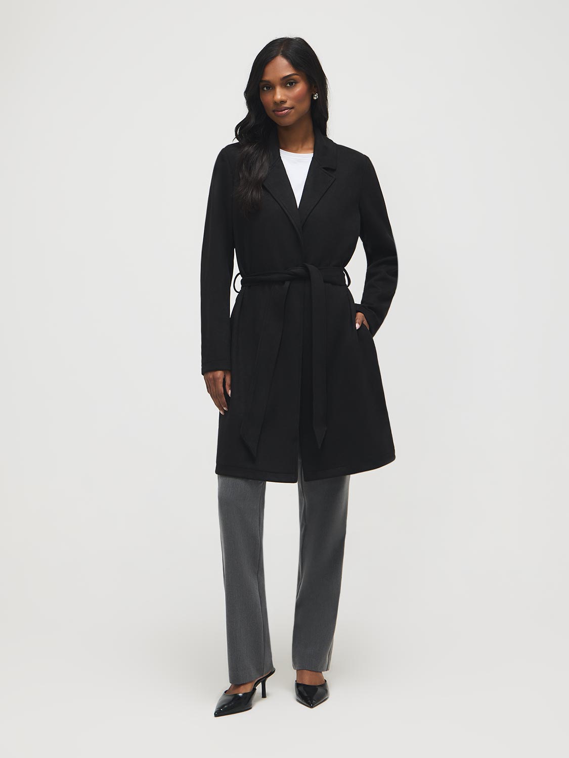 Manteau mi-long en faux daim
