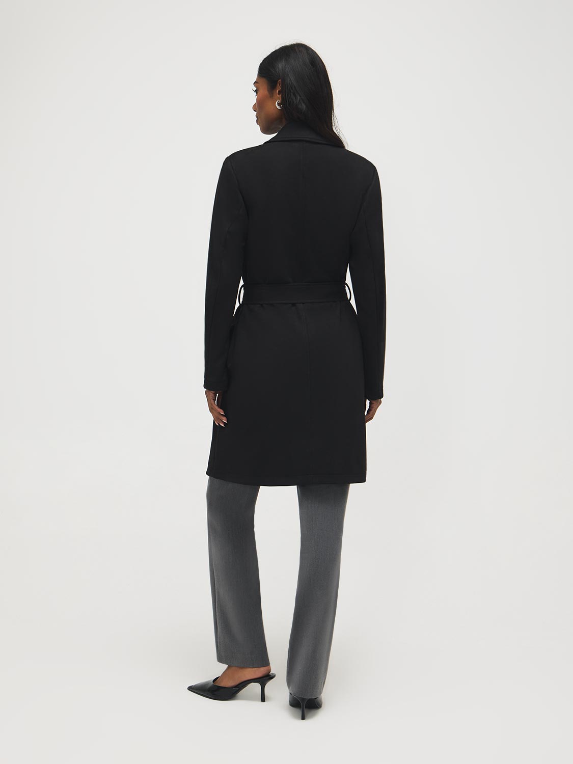 Manteau mi-long en faux daim