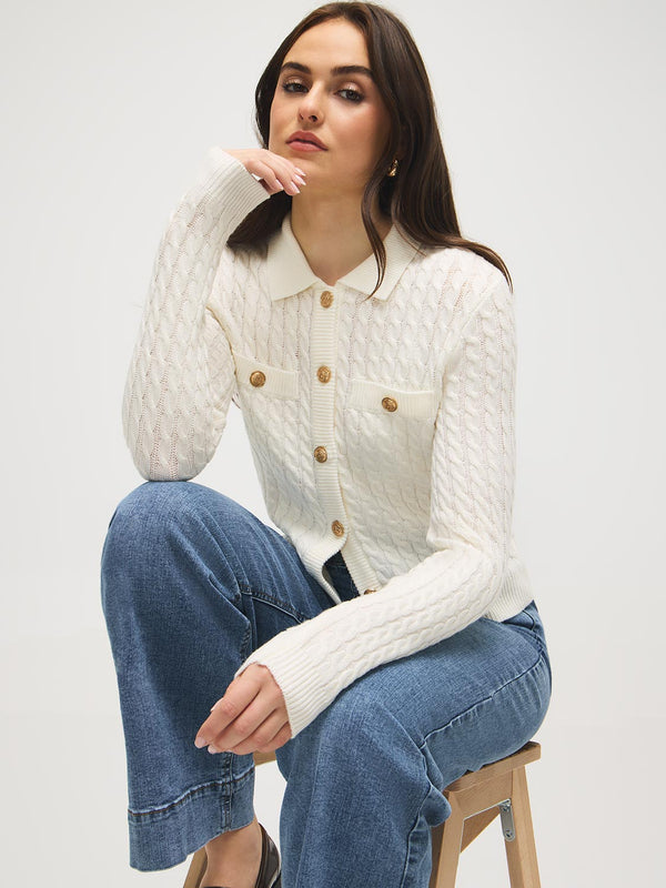 Cardigan torsadé à col