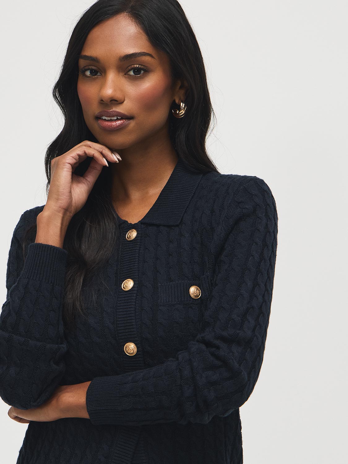Cardigan torsadé à col