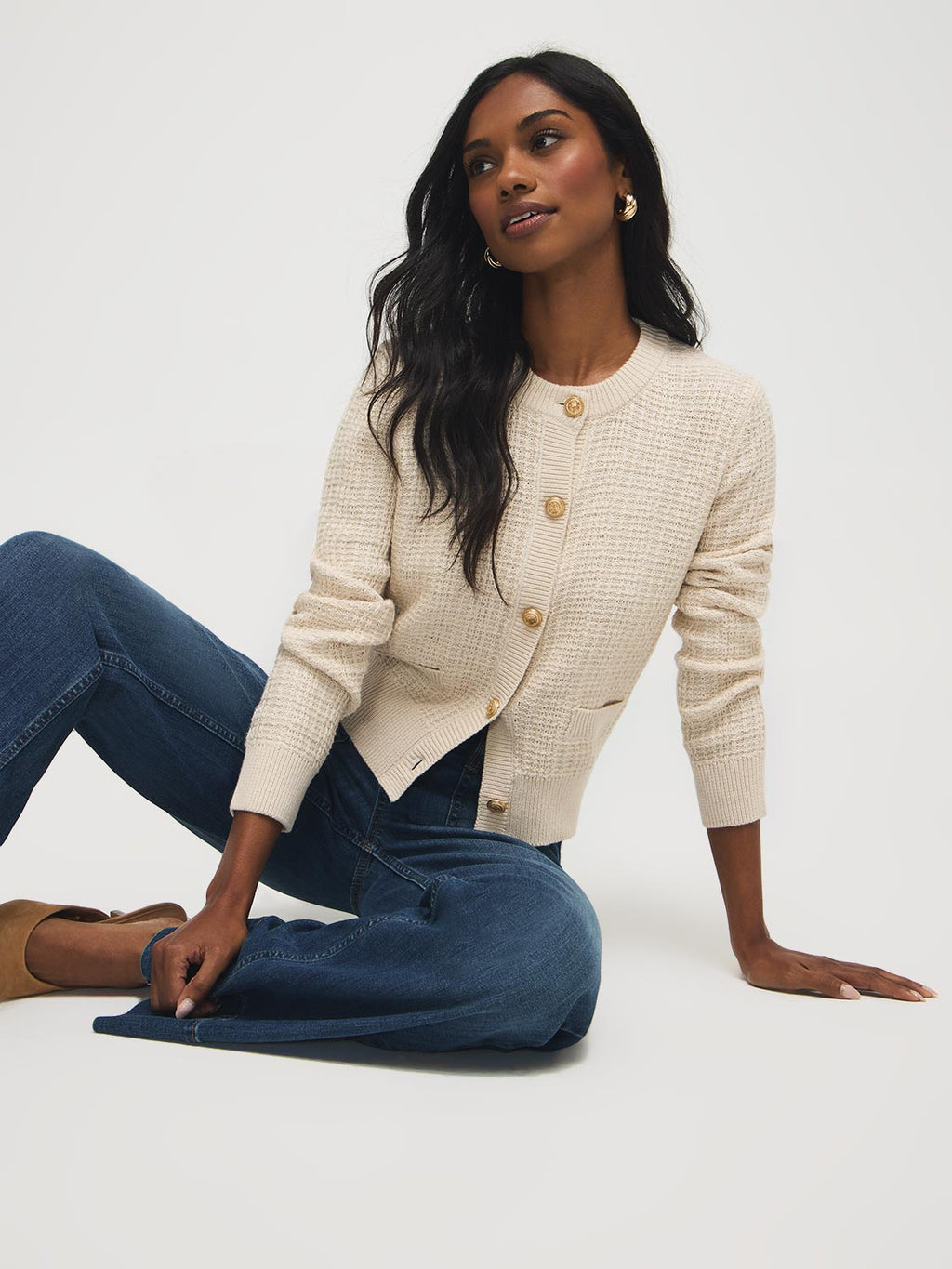 Gilet boutonné en mélange de coton