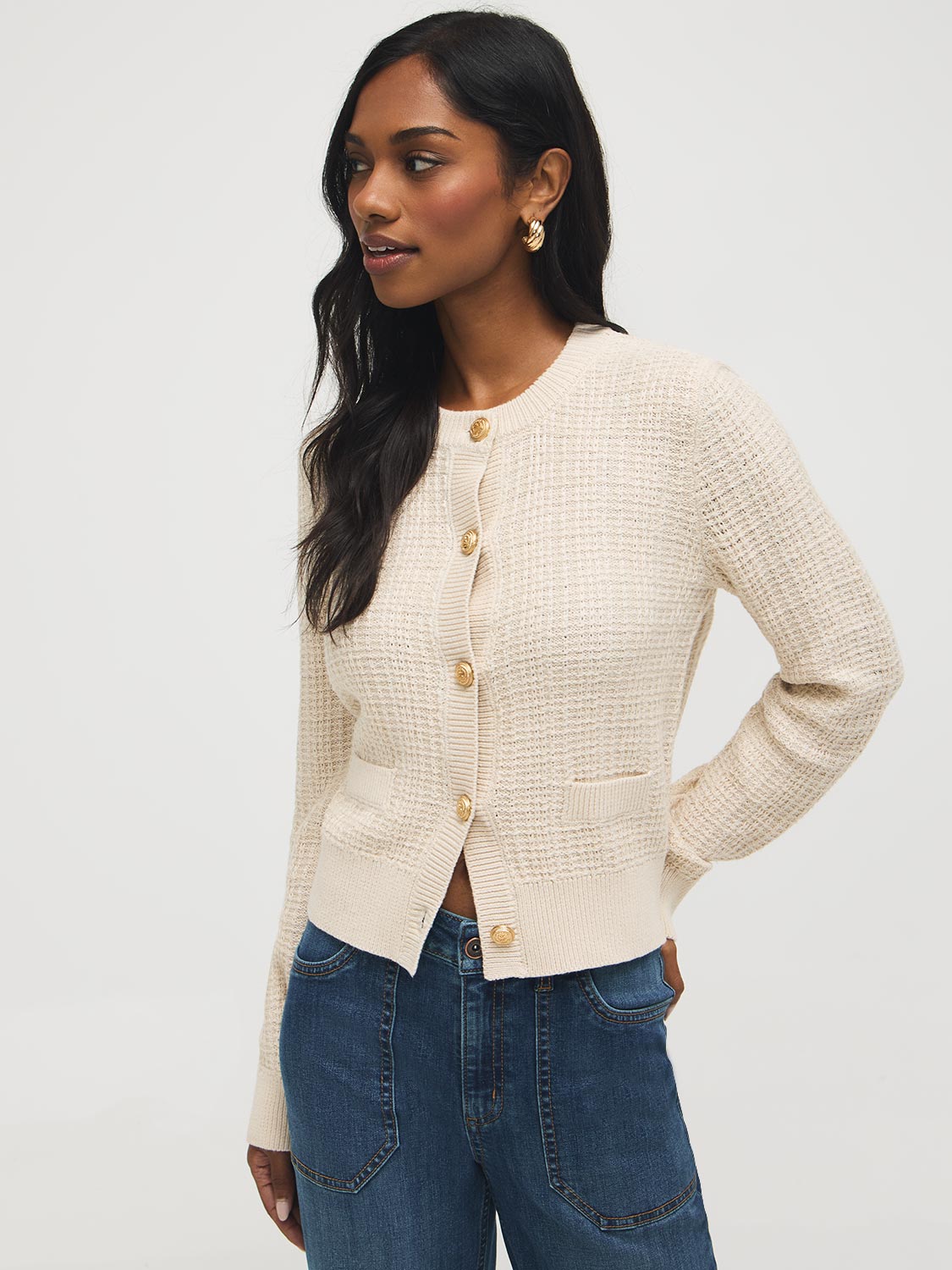 Gilet boutonné en mélange de coton