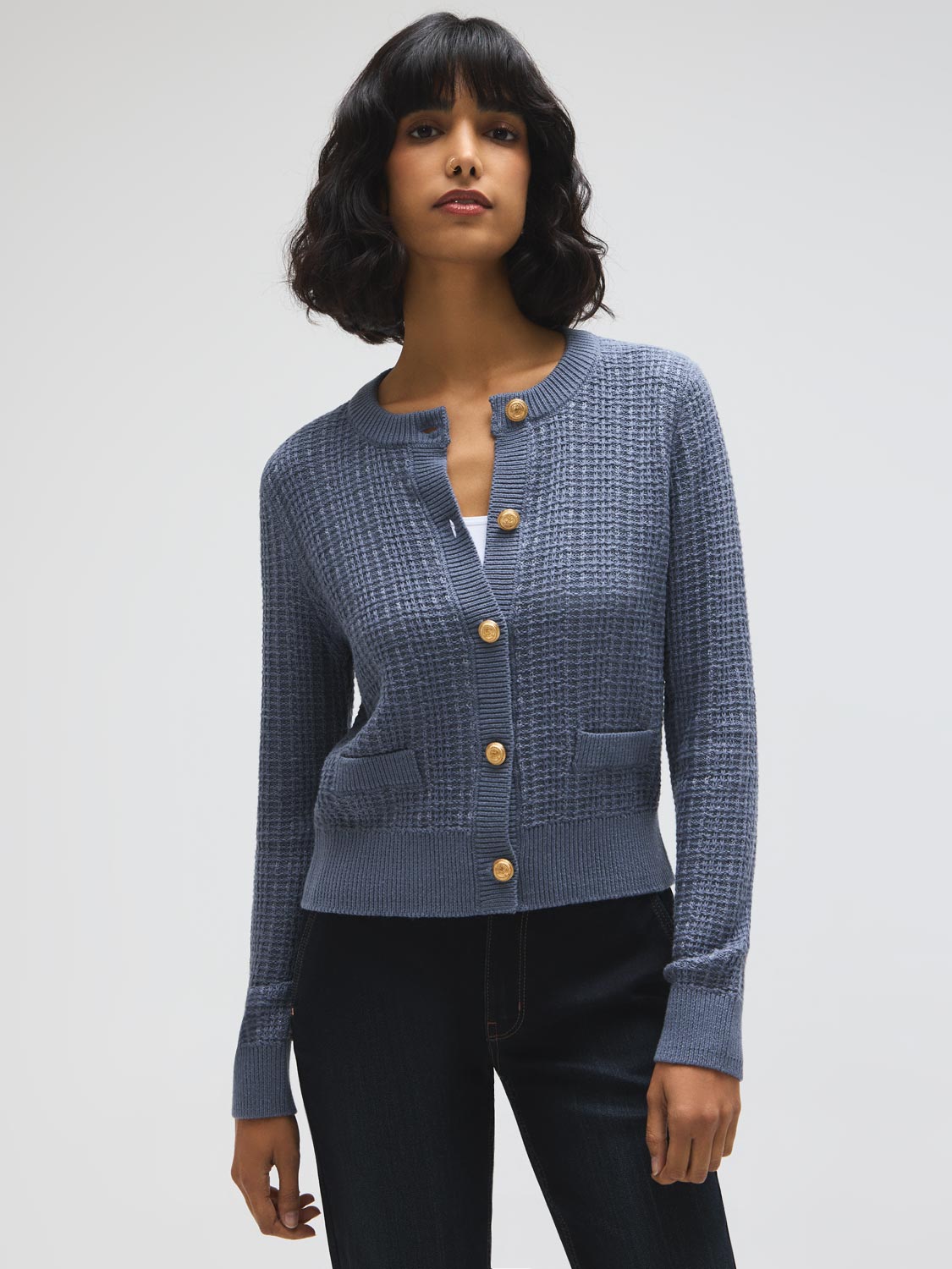 Gilet boutonné en mélange de coton